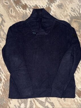 Ben Sherman Navy Textured Cowl Neck Toggle Sweater M